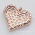 High quality stainless steel rose gold heart plates jewelry for 30mm floating locket